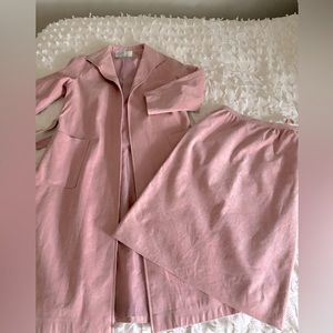 Vintage 70s blush pink skirt and overcoat set by Samuel Robert